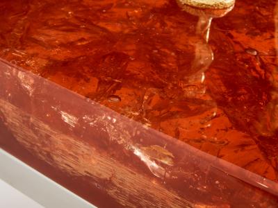 Marie Claude Fouquieres Marie Claude De Fouqui res orange fractal resin coffee table 1970