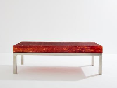 Marie Claude Fouquieres Marie Claude De Fouqui res orange fractal resin coffee table 1970