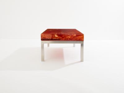 Marie Claude Fouquieres Marie Claude De Fouqui res orange fractal resin coffee table 1970
