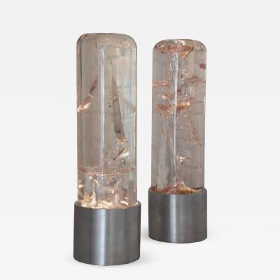 Marie Claude Fouquieres Rare Pair of Fractal Resin Sculptural Lamps