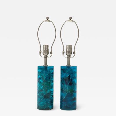 Marie Claude Fouquieres Turquoise Fractal Resin Lamps Marie Claude Fouquieres