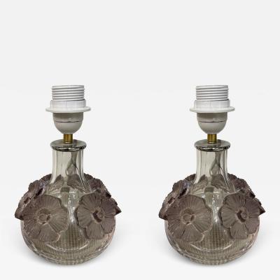 Marie Claude Lalique Pair of crystal lamps by Marie Claude Lalique