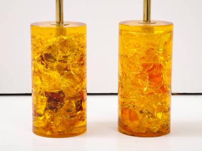 Marie Claude de Fouqui res A Near Pair of Amber Crushed Ice Resin Lamps by Marie Claude de Fouquieres 1970s