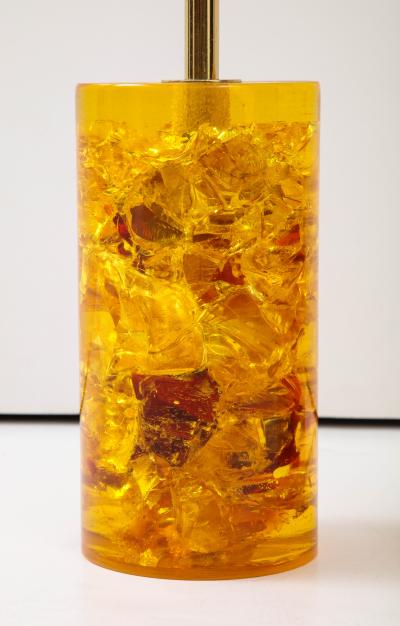 Marie Claude de Fouqui res A Near Pair of Amber Crushed Ice Resin Lamps by Marie Claude de Fouquieres 1970s