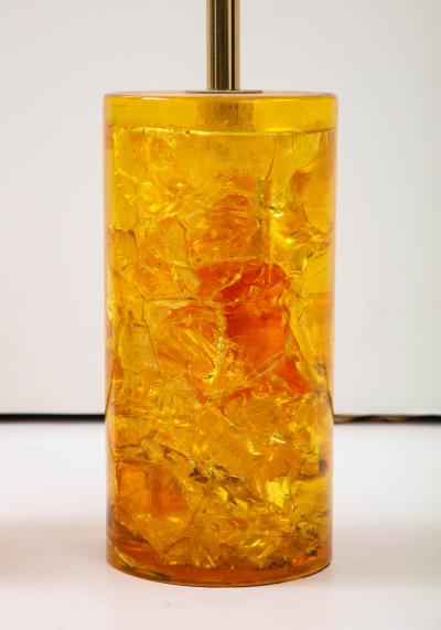 Marie Claude de Fouqui res A Near Pair of Amber Crushed Ice Resin Lamps by Marie Claude de Fouquieres 1970s