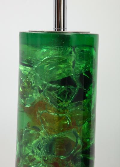 Marie Claude de Fouqui res A Pair of Green Crushed Ice Resin Lamps by Marie Claude de Fouquieres 1970s