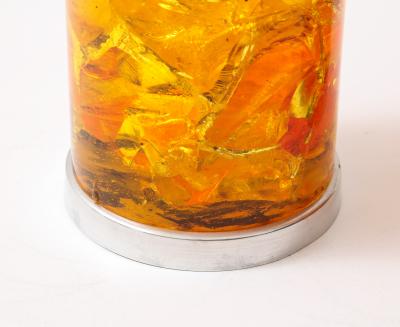 Marie Claude de Fouqui res A Pair of Orange Crushed Ice Resin Lamps by Marie Claude de Fouquieres 1970s 