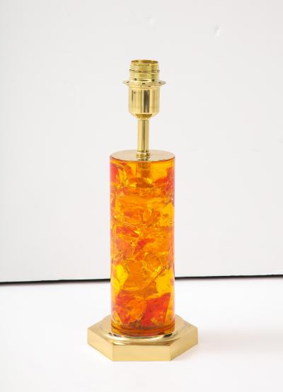 Marie Claude de Fouqui res A Single Amber Crushed Ice Resin Lamp by Marie Claude de Fouquieres 1970s