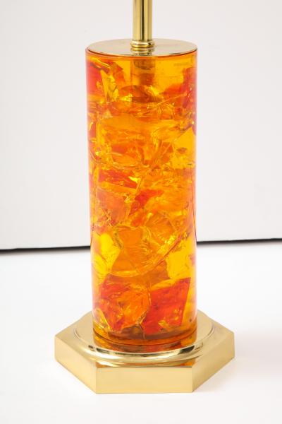 Marie Claude de Fouqui res A Single Amber Crushed Ice Resin Lamp by Marie Claude de Fouquieres 1970s