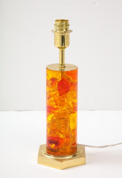 Marie Claude de Fouqui res A Single Amber Crushed Ice Resin Lamp by Marie Claude de Fouquieres 1970s