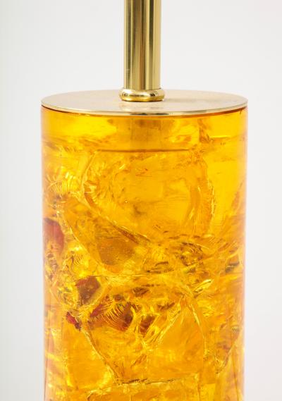 Marie Claude de Fouqui res A Single Gold Red Crushed Ice Resin Lamp by Marie Claude de Fouquieres 1970s