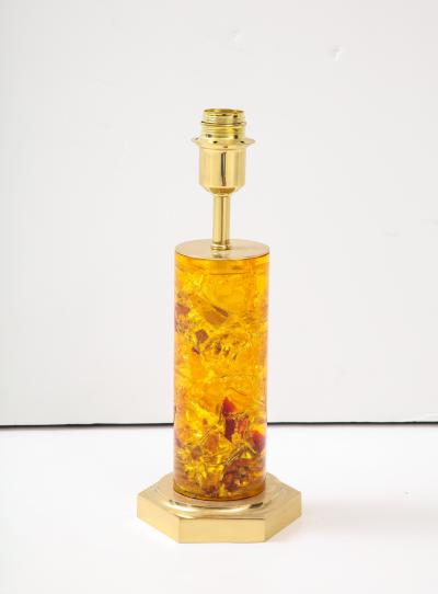 Marie Claude de Fouqui res A Single Gold Red Crushed Ice Resin Lamp by Marie Claude de Fouquieres 1970s