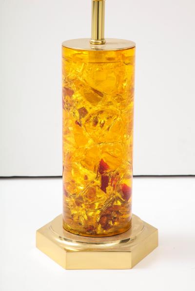 Marie Claude de Fouqui res A Single Gold Red Crushed Ice Resin Lamp by Marie Claude de Fouquieres 1970s
