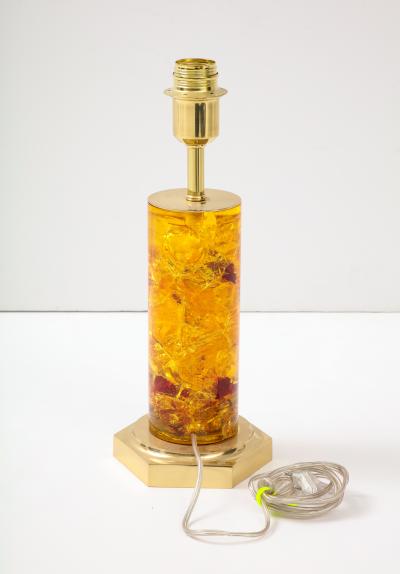 Marie Claude de Fouqui res A Single Gold Red Crushed Ice Resin Lamp by Marie Claude de Fouquieres 1970s