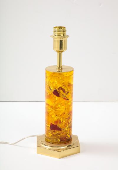 Marie Claude de Fouqui res A Single Gold Red Crushed Ice Resin Lamp by Marie Claude de Fouquieres 1970s