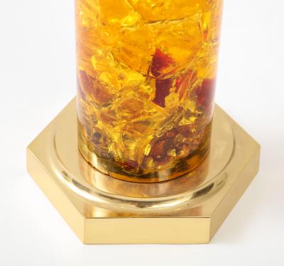 Marie Claude de Fouqui res A Single Gold Red Crushed Ice Resin Lamp by Marie Claude de Fouquieres 1970s