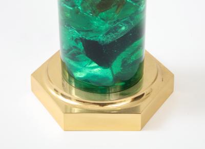 Marie Claude de Fouqui res A Single Green Crushed Ice Resin Lamp by Marie Claude de Fouquieres 1970s