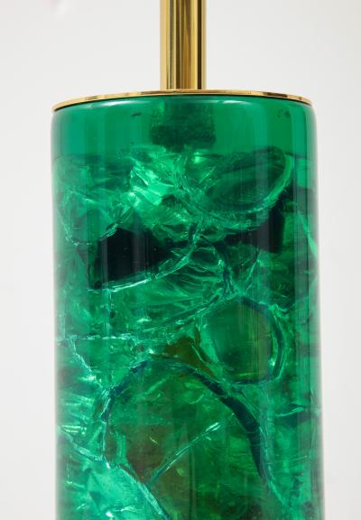 Marie Claude de Fouqui res A Single Green Crushed Ice Resin Lamp by Marie Claude de Fouquieres 1970s