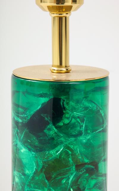 Marie Claude de Fouqui res A Single Green Crushed Ice Resin Lamp by Marie Claude de Fouquieres 1970s