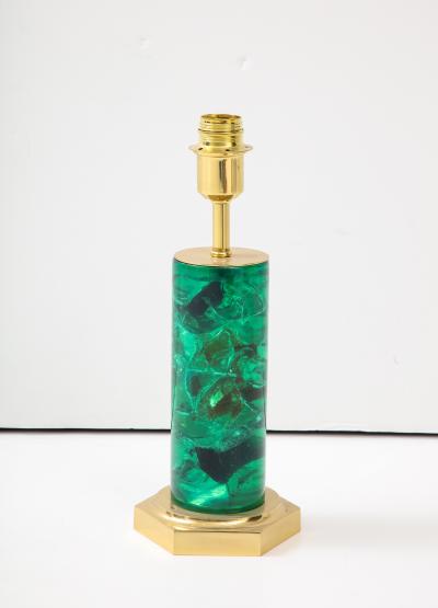 Marie Claude de Fouqui res A Single Green Crushed Ice Resin Lamp by Marie Claude de Fouquieres 1970s