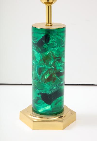 Marie Claude de Fouqui res A Single Green Crushed Ice Resin Lamp by Marie Claude de Fouquieres 1970s