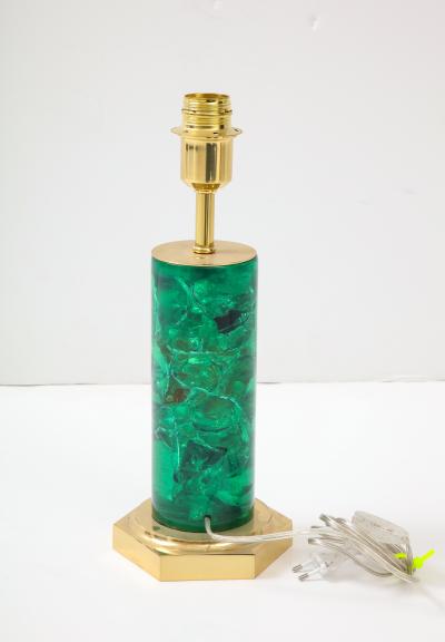 Marie Claude de Fouqui res A Single Green Crushed Ice Resin Lamp by Marie Claude de Fouquieres 1970s