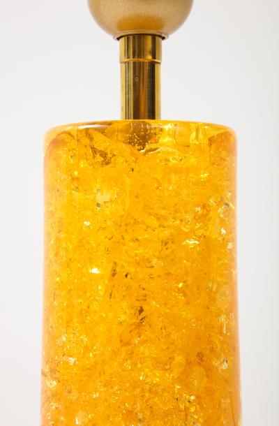 Marie Claude de Fouqui res A Single Tangerine Crushed Ice Resin Lamp by Marie Claude de Fouquieres 1970s