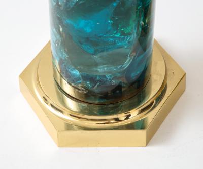 Marie Claude de Fouqui res Near Pair of Blue Crushed Ice Resin Lamps by Marie Claude de Fouquieres 1970s