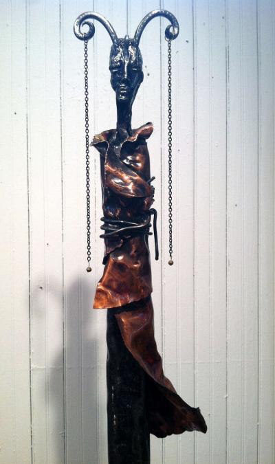 Marie Jos e Roy Steel and Copper Sculpture by Marie Jos e Roy