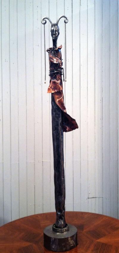 Marie Jos e Roy Steel and Copper Sculpture by Marie Jos e Roy