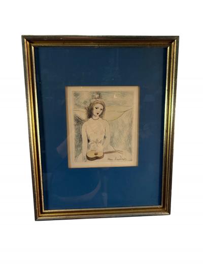 Marie Laurencin SIGNED MARIE LAURECIN ANGELWITH GUITAR DRYPOINT ETCHING