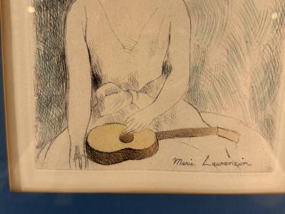 Marie Laurencin SIGNED MARIE LAURECIN ANGELWITH GUITAR DRYPOINT ETCHING
