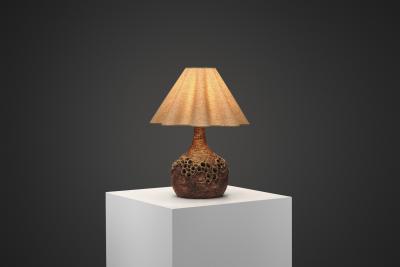 Marie Nielsen Textured Ceramic Table Lamp by Bodil Marie Nielsen Denmark 1970s