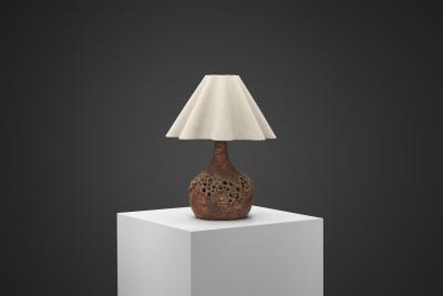 Marie Nielsen Textured Ceramic Table Lamp by Bodil Marie Nielsen Denmark 1970s