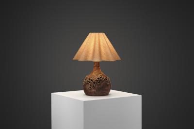 Marie Nielsen Textured Ceramic Table Lamp by Bodil Marie Nielsen Denmark 1970s