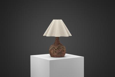 Marie Nielsen Textured Ceramic Table Lamp by Bodil Marie Nielsen Denmark 1970s