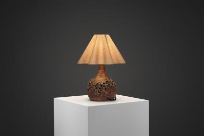 Marie Nielsen Textured Ceramic Table Lamp by Bodil Marie Nielsen Denmark 1970s