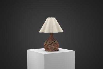 Marie Nielsen Textured Ceramic Table Lamp by Bodil Marie Nielsen Denmark 1970s
