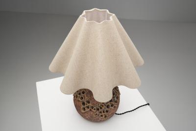 Marie Nielsen Textured Ceramic Table Lamp by Bodil Marie Nielsen Denmark 1970s