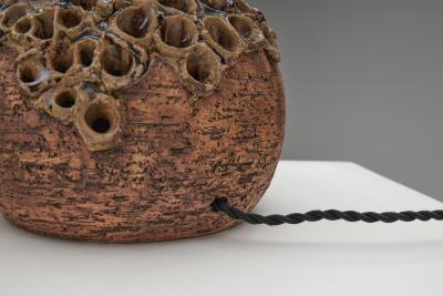 Marie Nielsen Textured Ceramic Table Lamp by Bodil Marie Nielsen Denmark 1970s