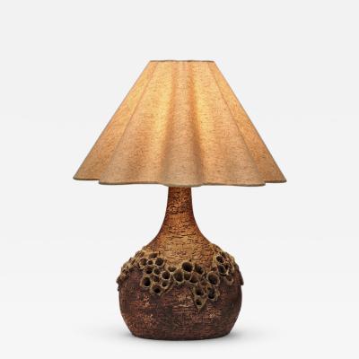 Marie Nielsen Textured Ceramic Table Lamp by Bodil Marie Nielsen Denmark 1970s