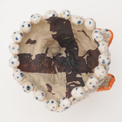 Marie Pierre Biau SHELL VASE 5 BLUE WHITE AND ORANGE Glazed sandstone sculpture