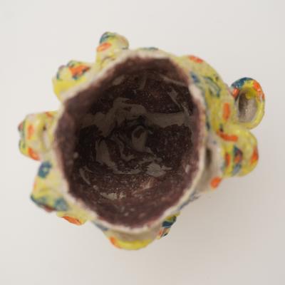 Marie Pierre Biau SHELL VASE 8 YELLOW AND WHITE Glazed sandstone sculpture