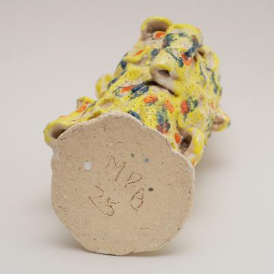 Marie Pierre Biau SHELL VASE 8 YELLOW AND WHITE Glazed sandstone sculpture