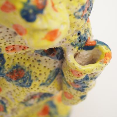 Marie Pierre Biau SHELL VASE 8 YELLOW AND WHITE Glazed sandstone sculpture