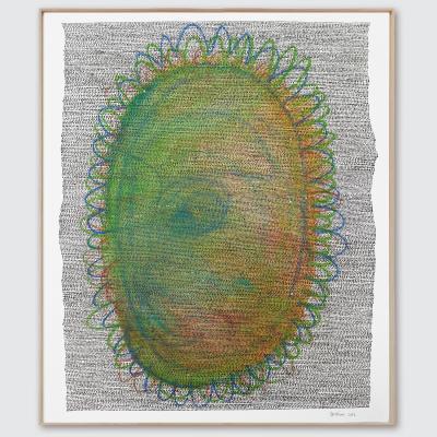 Marie Pierre Biau UNTITLED 67 X 56 GREEN 2022 Framed drawing on paper