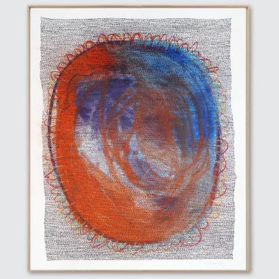 Marie Pierre Biau UNTITLED 75 X 56 BLUE RED 2021 Framed drawing on paper