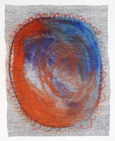 Marie Pierre Biau UNTITLED 75 X 56 BLUE RED 2021 Framed drawing on paper