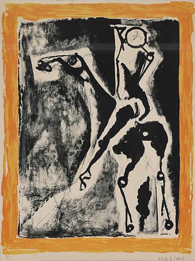 Marino Marini Acrobate Original lithograph printed in colors 1956 Marino Marini