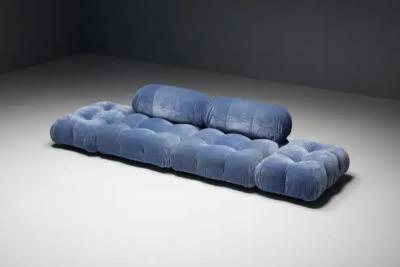 Mario Bellini Blue Velvet Camaleonda Sofa by Mario Bellini for B B Italia Italy 1970s